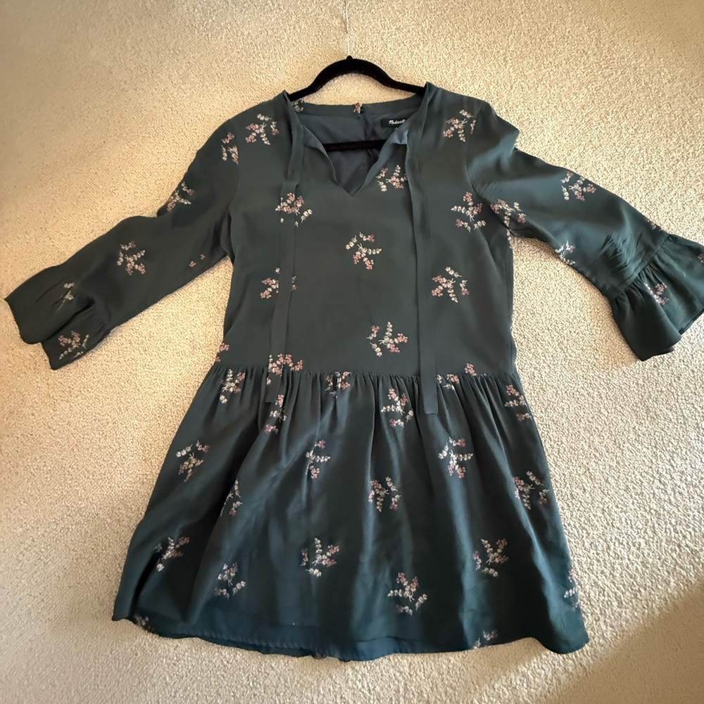 Madewell Olive Green Long Sleeve, Mini Dress